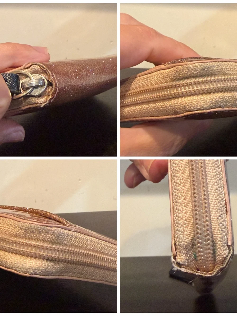 kate spade Rose Gold Glitter Zip Wallet
